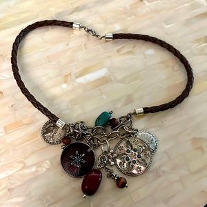 Leather and steel necklace